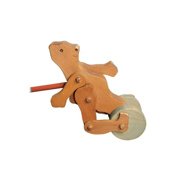Vintage 11" Wooden Bear Walking Push Toy - Picture 3 of 8